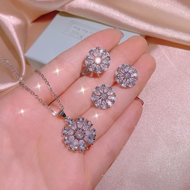 Jewelry Set Pink Zircon Diamond