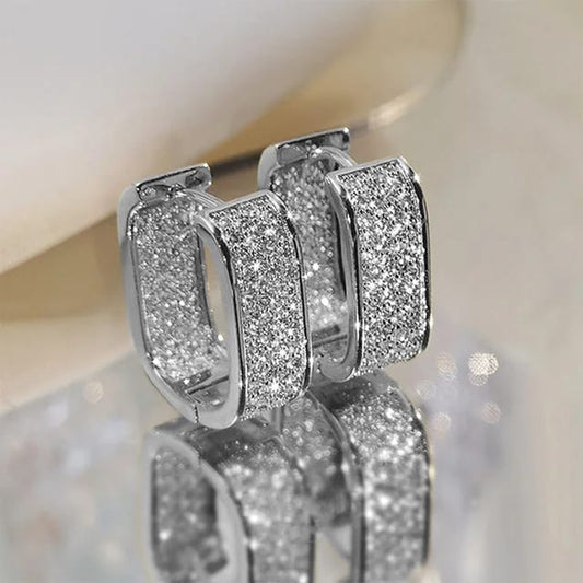 Hip Hop U Shape Zircon Stud Earrings