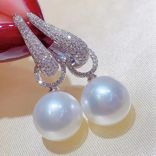 Exquisite Imitation Pearl Zircon Earrings