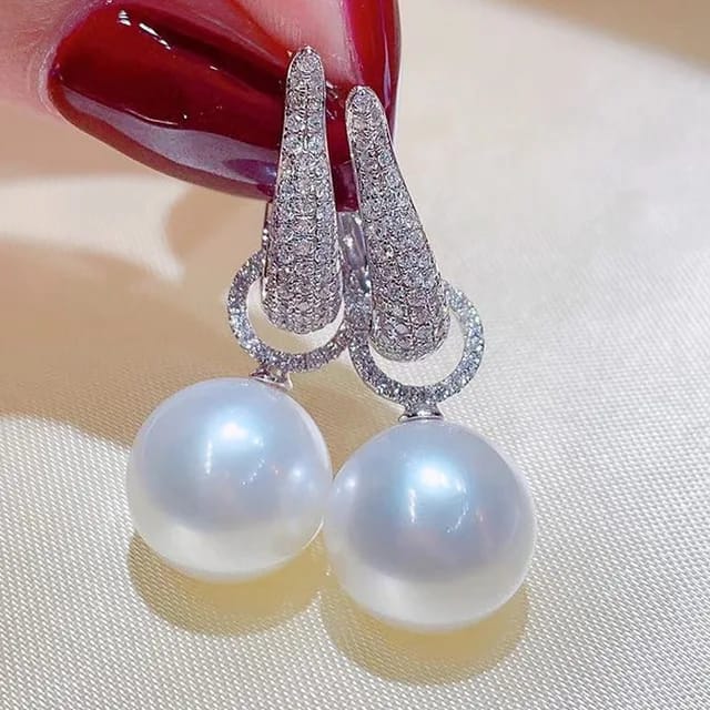 Exquisite Imitation Pearl Zircon Earrings