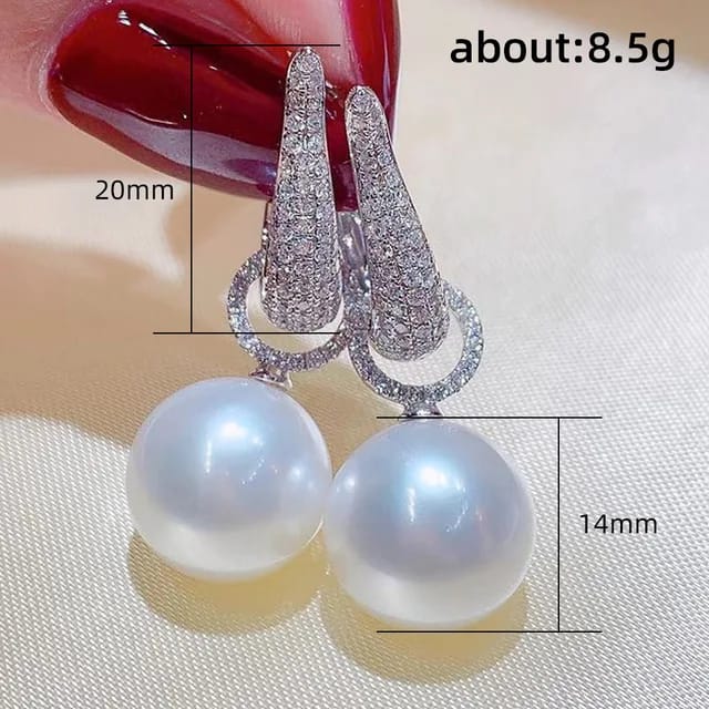 Exquisite Imitation Pearl Zircon Earrings