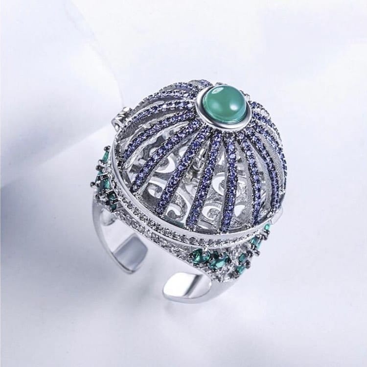 Dubai Special Luxury Moveable Bird Cage Zircon Ring