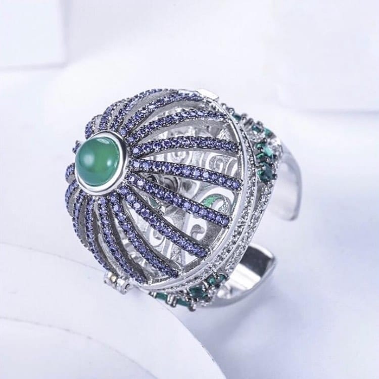 Dubai Special Luxury Moveable Bird Cage Zircon Ring