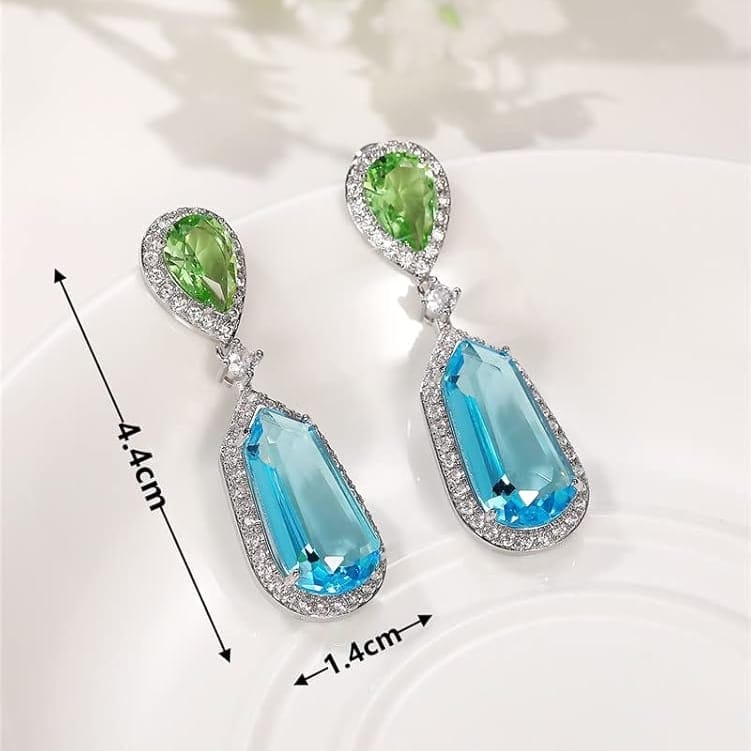 Sea Blue & Green Zircon Earrings